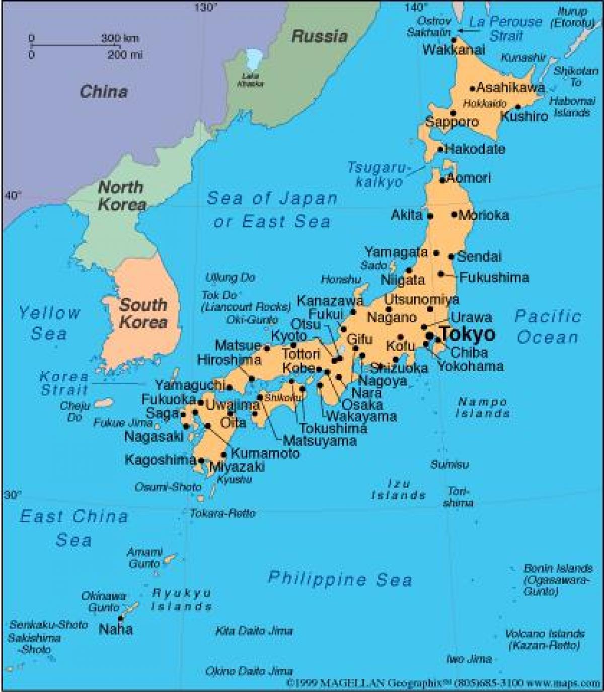 karta otoka Japanu