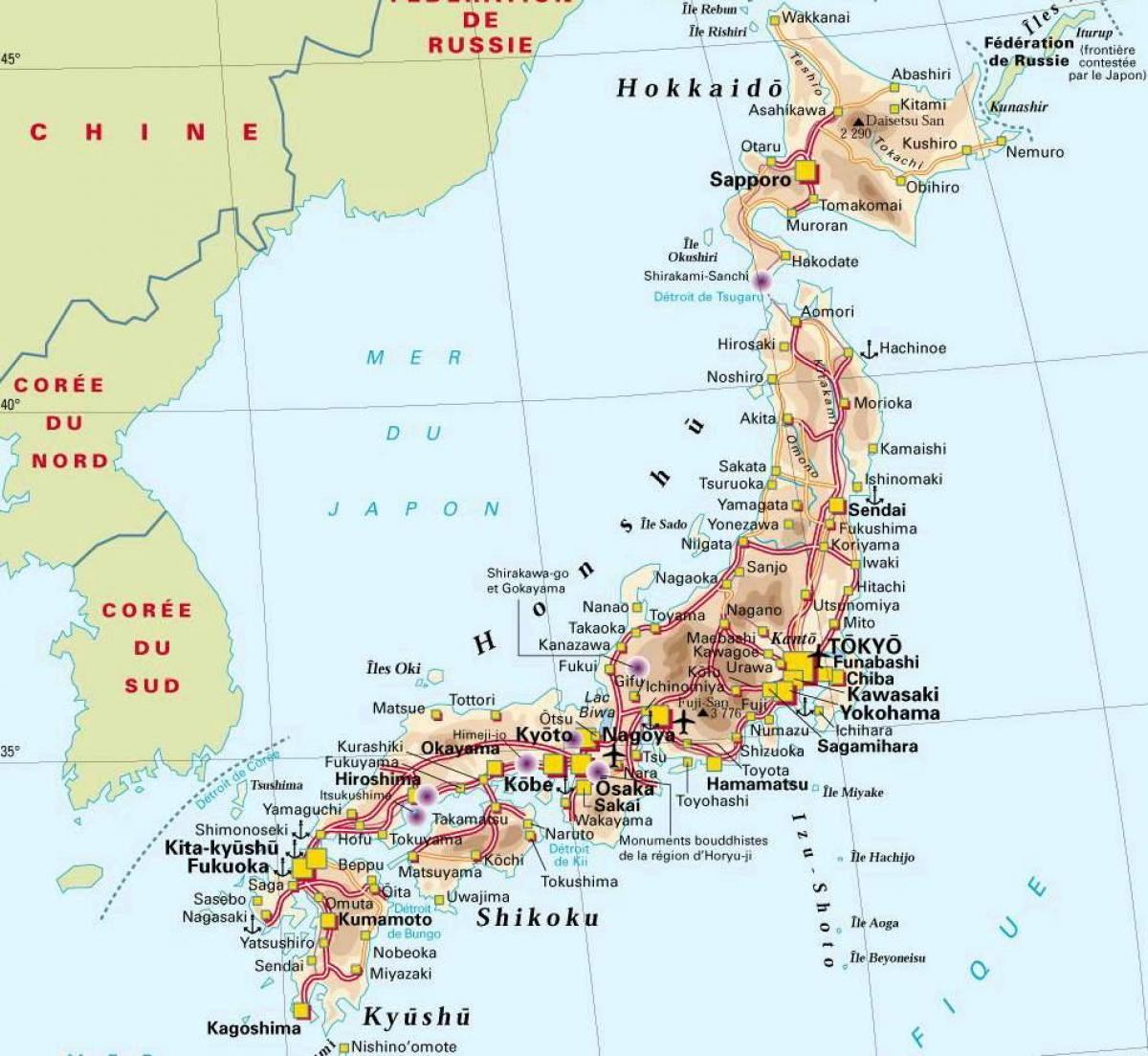 Japan karte gradova u Japanu karte gradova (Istočna Azija - Azija)