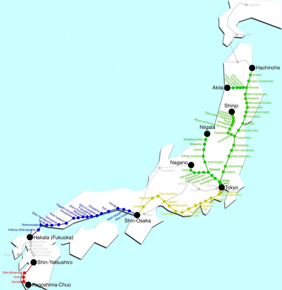 Japan vlakom na karti
